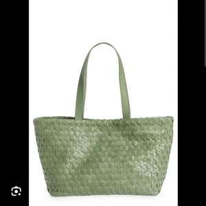 Madewell Medium Woven Leather Tote Rare In Color SWEET BASIL